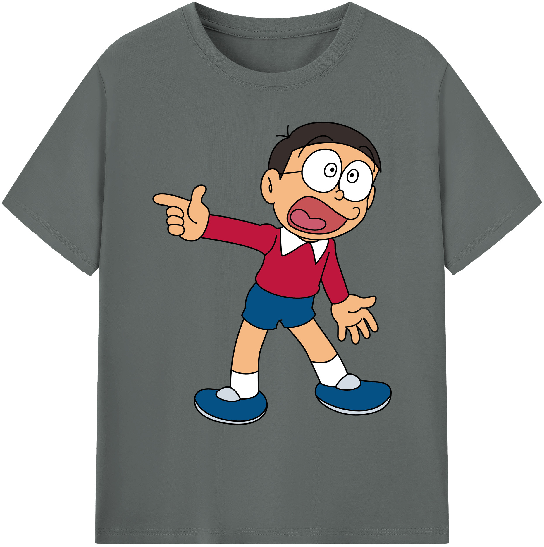 （画像用） ドラえもん 野比 のび太 Doraemon Nobita Nobi 綿100％ メンズ半袖Tシャツ｜肌触りやわらか＆通気性